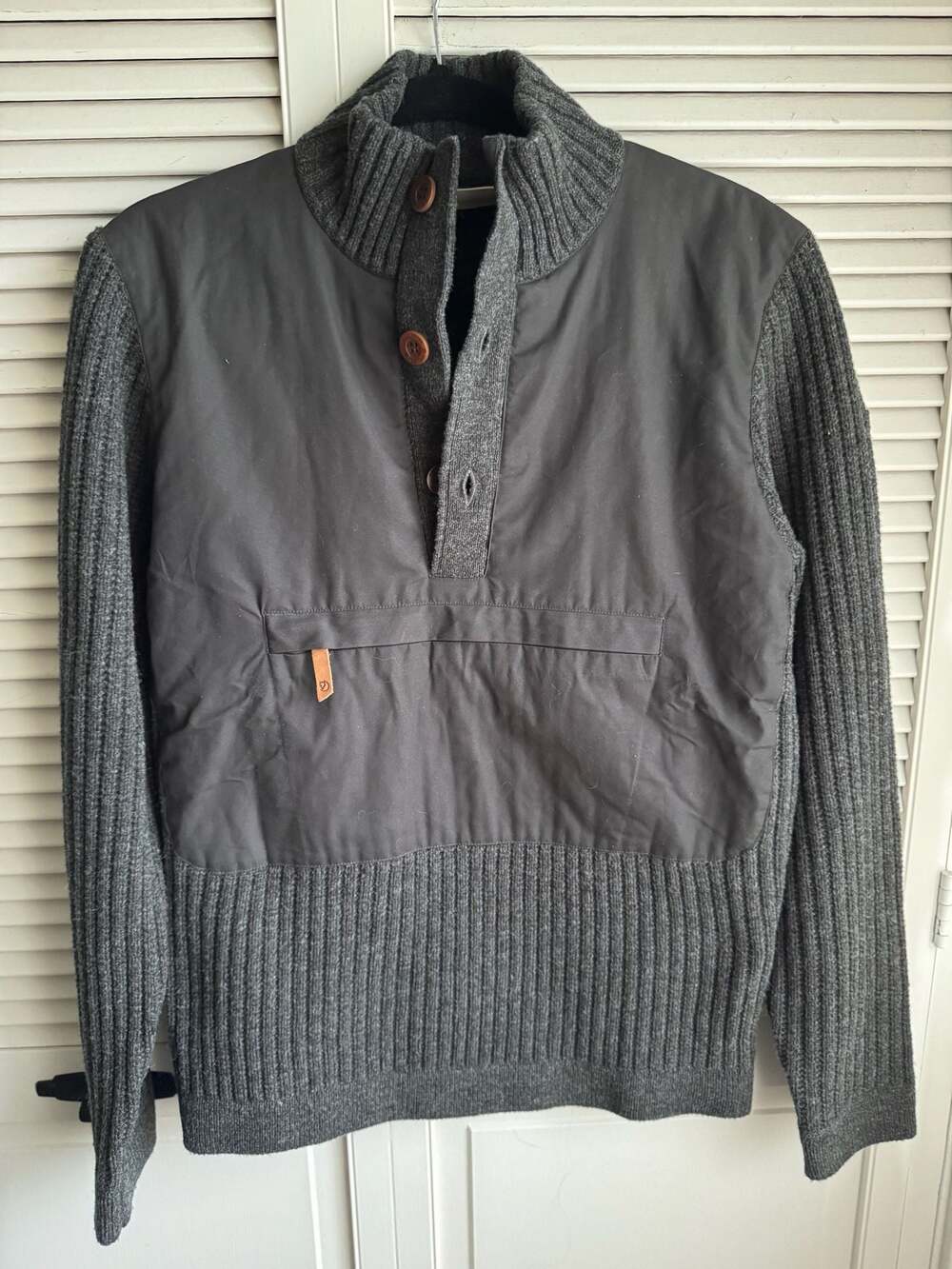 Fjällräven Sarek Torso Grey Ribbed Wool Pullover Sweater